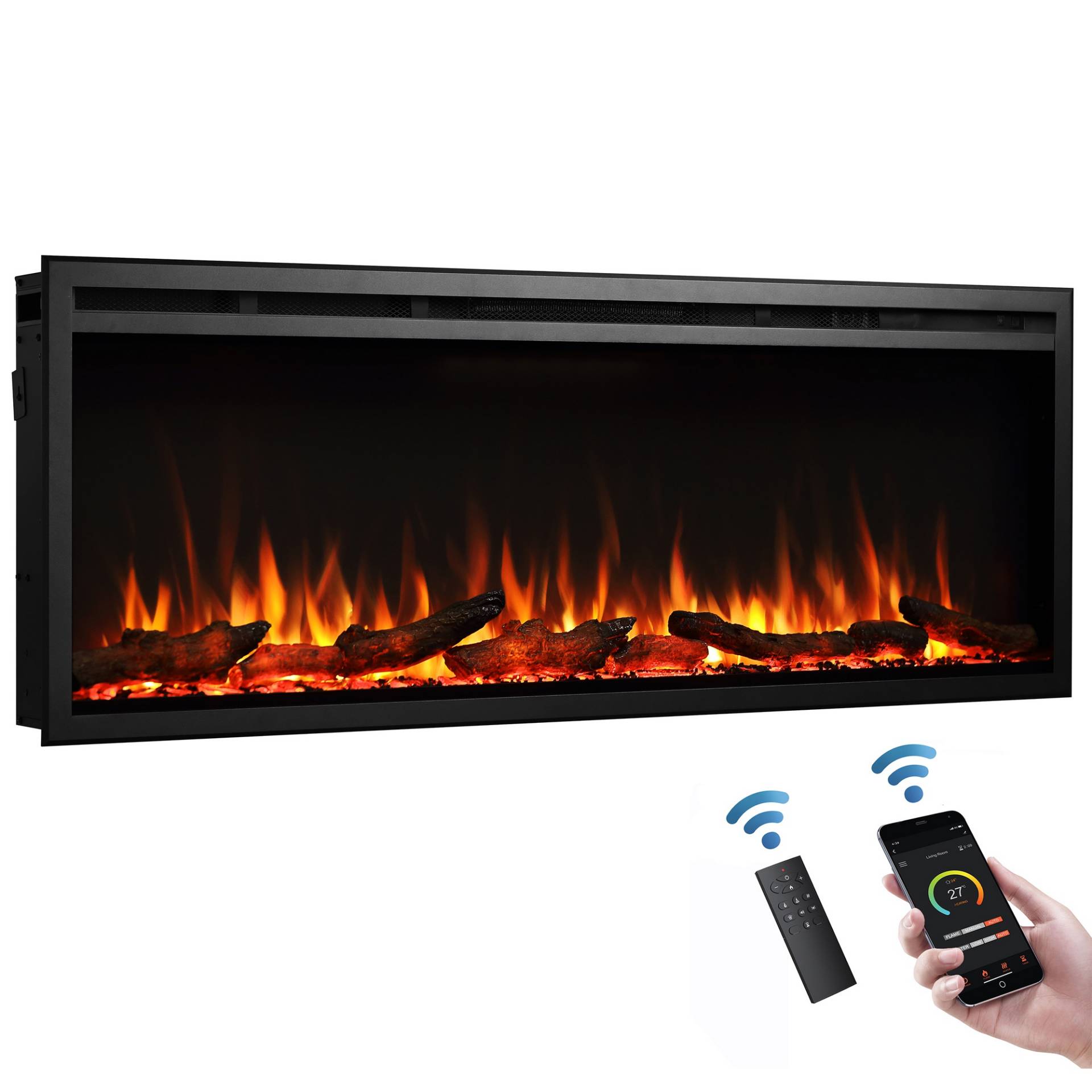 CrownFlame Elektrokamin 'Atalanta 50' schwarz 1,5 kW von CrownFlame