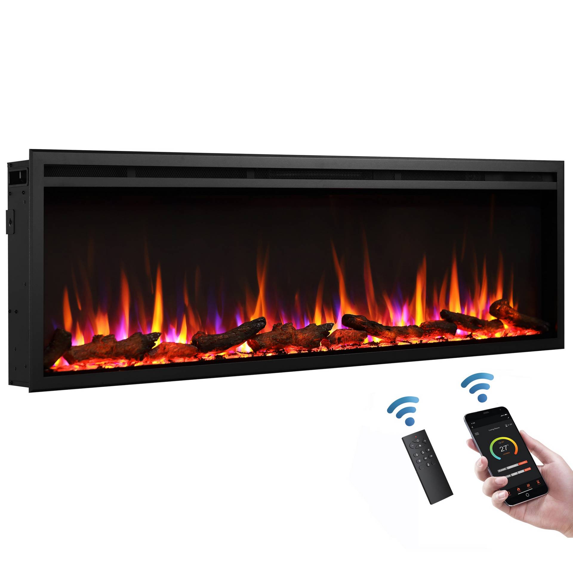 CrownFlame Elektrokamin 'Atalanta 60' schwarz 1,5 kW von CrownFlame
