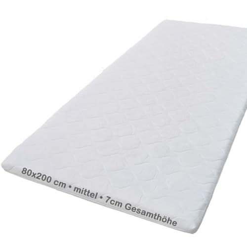 Crownmiller Basic XXL Topper 80x200 cm mittel 7cm hoch 7-Zonen Bezug waschbar bis 60 Grad Oeko-TEX® 100 von Crownmiller