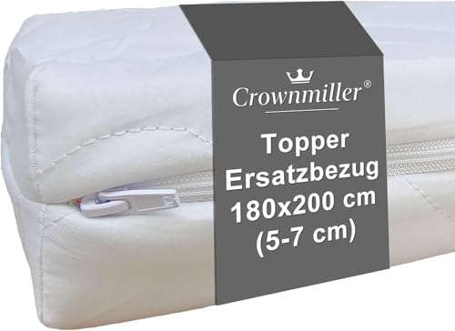 Crownmiller Topperbezug 180 x 200 cm - für Topper von 5-7 cm | mit Reißverschluss | weiche Mikrofaser | waschbar 60°C | OEKOTex von Crownmiller