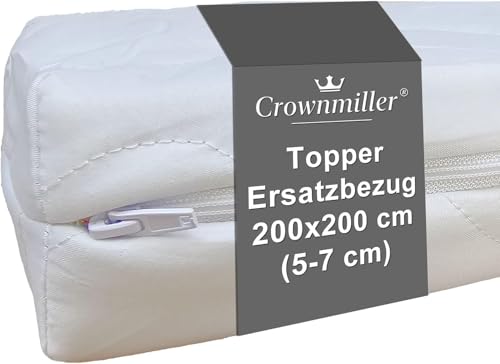 Crownmiller Topperbezug 200 x 200 cm - für Topper von 5-7 cm | mit Reißverschluss | weiche Mikrofaser | waschbar 60°C | OEKOTex von Crownmiller