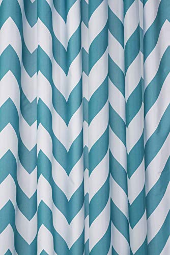 Croydex Aqua Chevron Textil-Duschvorhang mit Hygiene 'N' Clean, Aqua/weiß von Croydex