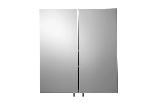 Croydex Cullen Edelstahl-Doppeltürschrank, mit Hilfe 'n' Hang-Montagesystem, Spiegeltüren, 520 x 450 mm von Croydex