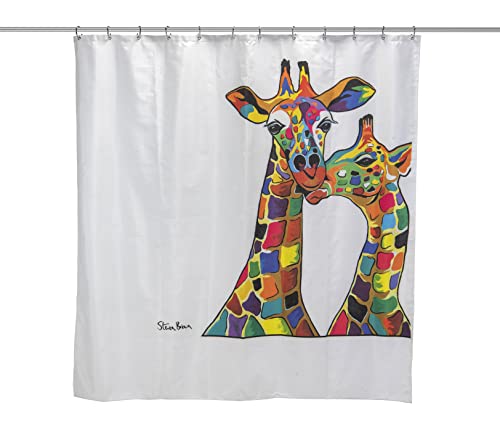 Croydex Duschvorhang mit Angus-McCoo-Kunst, Polyester metall, weiß, 1800mm x 1800mm von Croydex