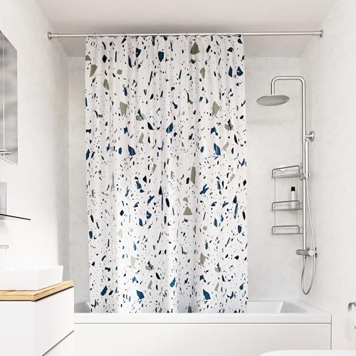 Croydex Duschvorhang mit blauem Terrazzo-Design, 100% Polyester mit beschwertem Saum, maschinenwaschbar und wasserabweisend mit Proseal beschichtet, 1800 x 1800 mm Croydex Duschvorhang mit blauem Terrazzo-Design, 100% Polyester mit beschwertem Saum, maschinenwaschbar und wasserabweisend mit Proseal beschichtet, 1800 x 1800 mm von Croydex