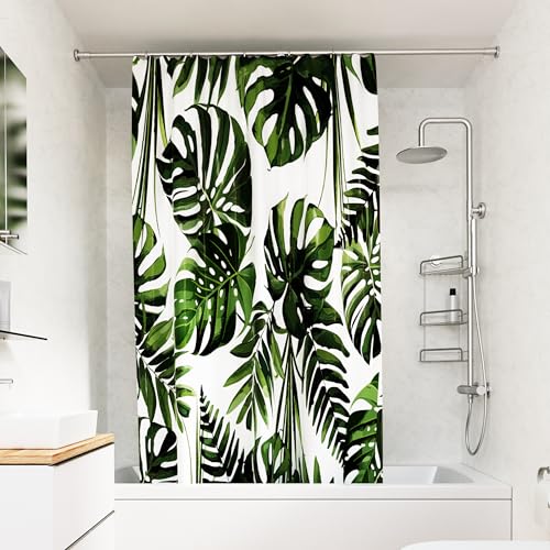 Croydex Duschvorhang mit grünen botanischen Blättern, 100% Polyester mit beschwertem Saum, maschinenwaschbar und wasserabweisend mit Proseal beschichtet, 1800 x 1800 mm Croydex Duschvorhang mit grünen botanischen Blättern, 100% Polyester mit beschwertem Saum, maschinenwaschbar und wasserabweisend mit Proseal beschichtet, 1800 x 1800 mm von Croydex