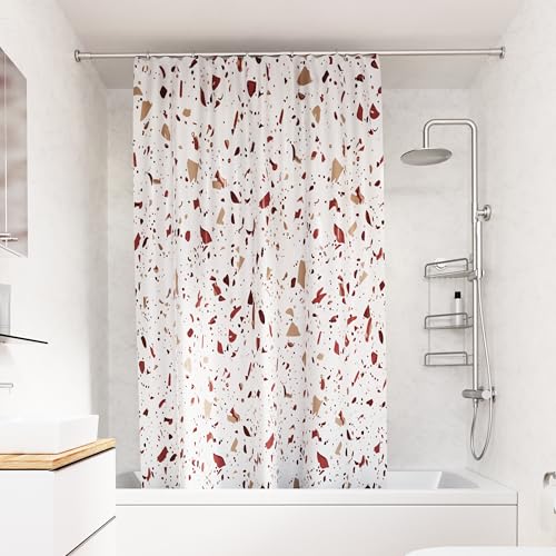 Croydex Duschvorhang mit rosa Terrazzo-Design, 100% Polyester mit beschwertem Saum, maschinenwaschbar und wasserabweisend mit Proseal beschichtet, 1800 x 1800 mm Croydex Duschvorhang mit rosa Terrazzo-Design, 100% Polyester mit beschwertem Saum, maschinenwaschbar und wasserabweisend mit Proseal beschichtet, 1800 x 1800 mm von Croydex