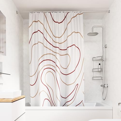 Croydex Duschvorhang mit rosafarbenem Wirbel-Design, 100% Polyester mit beschwertem Saum, maschinenwaschbar und wasserabweisend mit Proseal beschichtet, 1800 x 1800 mm Croydex Duschvorhang mit rosafarbenem Wirbel-Design, 100% Polyester mit beschwertem Saum, maschinenwaschbar und wasserabweisend mit Proseal beschichtet, 1800 x 1800 mm von Croydex