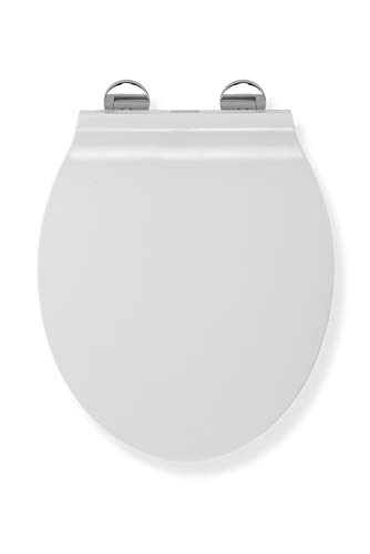 Croydex Flexi-Fix Michigan Slim Line Toilettensitz, rutscht Immer, langsamer Absenkautomatik, antibakteriell, Kunststoff, weiß, 42.5 x 37 x 5 cm von Croydex