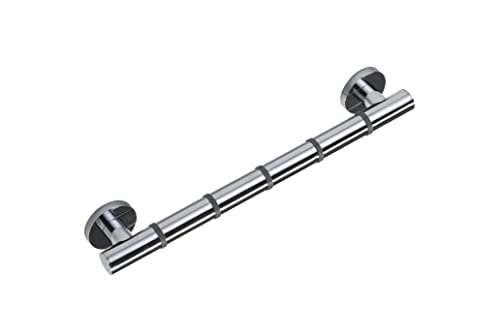 Croydex Grab-n-Grip Handlauf, in modernem Design, weiche Gummiringe, 48,5 cm, Chrom von Croydex