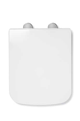Croydex Leven WC-Sitz, quadratisch, Absenkautomatik, modernes Design, strapazierfähiges Nylon und verchromtes ABS, verstellbare Scharniere passend für Standard-Toiletten, Soft-Close-Aktion, von Croydex