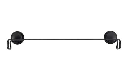 Croydex Stick 'n' Lock Selbstklebender schwarzer Handtuchhalter,Rostfreie Handtuchaufbewahrungslösung für Badezimmer, Sticky Pad haftet auf den meisten Oberflächen, alle Beschläge für Handtücher und von Croydex