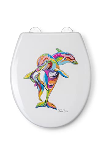 Croydex Art by Steven Brown Hannah McWave Flexi-Fix WC-Sitz, Weiß, Soft-Close, Schnellverschluss von Croydex