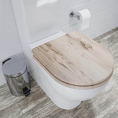 Croydex Varese Toilettensitz aus grauer Eiche, Softclose, Schnellverschluss von Croydex