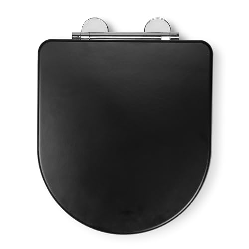 Croydex Iseo Flexi-Fix D-förmiger Toilettensitz mit Absenkautomatik – Schnellentriegelungsknopf für einfache Reinigung und verstellbare Scharniere, antibakterieller Toilettensitz aus Holz (schwarz) Croydex Iseo Flexi-Fix D-förmiger Toilettensitz mit Absenkautomatik – Schnellentriegelungsknopf für einfache Reinigung und verstellbare Scharniere, antibakterieller Toilettensitz aus Holz (schwarz) von Croydex