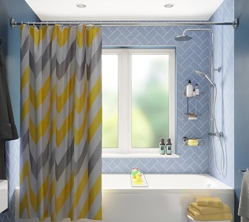 Croydex gelb & grau Chevron Textil-Duschvorhang mit Hygiene 'N' Clean, gelb/grau von Croydex