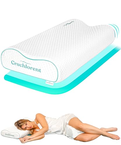 Cruchlorent Orthopädisches Nackenkissen mit Doppelwelle – 3 einstellbare Höhen – Für Seiten- & Rückenschläfer – 70x35 cm – Memory Foam – Antischnarch-Funktion von Cruchlorent