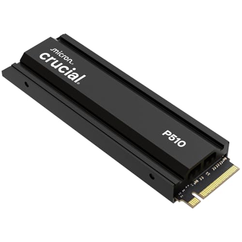 Crucial P510 SSD 2TB M.2 NVMe PCIe 5.0 x4 Gen5 mit Kühlkörper, bis zu 10.000 MB/s Lesen, 8.700 MB/s Schreiben, für Desktop PC & PS5, Interne Festplatte - CT2000P510SSD5-01 Crucial P510 SSD 2TB M.2 NVMe PCIe 5.0 x4 Gen5 mit Kühlkörper, bis zu 10.000 MB/s Lesen, 8.700 MB/s Schreiben, für Desktop PC & PS5, Interne Festplatte - CT2000P510SSD5-01 von Crucial