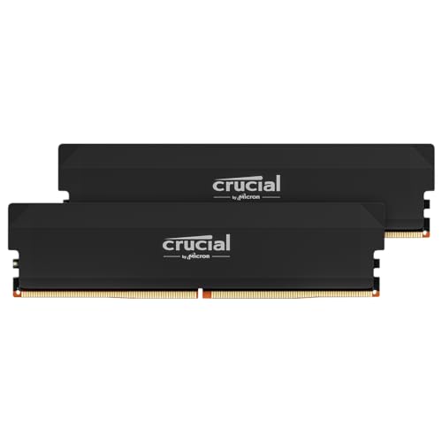Crucial Pro DDR5 RAM 32GB Kit (2x16GB) 6000MHz CL36, Overclocking Gaming, Intel XMP 3.0 / AMD EXPO, PC Computer Arbeitsspeicher 32GB DDR5, Schwarz - CP2K16G60C36U5B von Crucial