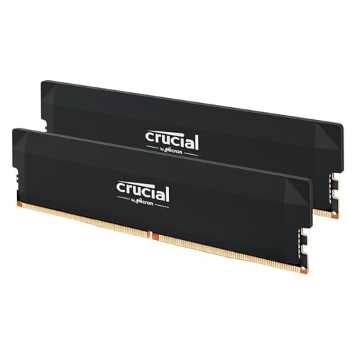 Crucial Pro DDR5 RAM 64GB Kit (2x32GB) 6400MHz CL40, Overclocking Gaming, Intel XMP 3.0 / AMD EXPO, PC Computer Arbeitsspeicher, Schwarz - CP2K32G64C40U5B von Crucial