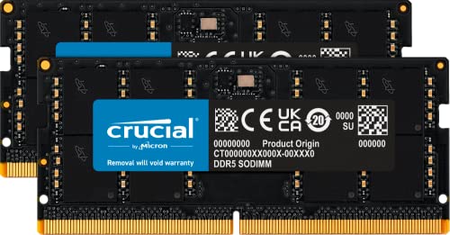 Crucial RAM 32GB Kit (2x16GB) DDR5 5600MHz (oder 5200MHz oder 4800MHz) Laptop-Speicher CT2K16G56C46S5 von Crucial