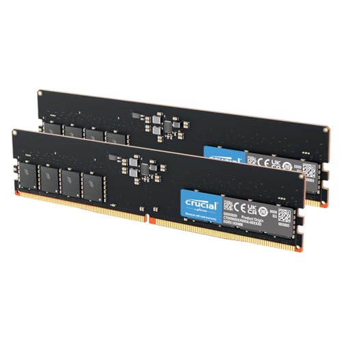 Crucial RAM 64GB Kit (2x32GB) DDR5 5600MHz (oder 5200MHz oder 4800MHz) Desktop Arbeitsspeicher CT2K32G56C46U5 von Crucial