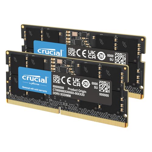 Crucial DDR5 RAM 32GB Kit (2x16GB) 4800MHz SODIMM, Arbeitsspeicher für Laptop/Notebook, Mini PC, CL40 - CT2K16G48C40S5 von Crucial