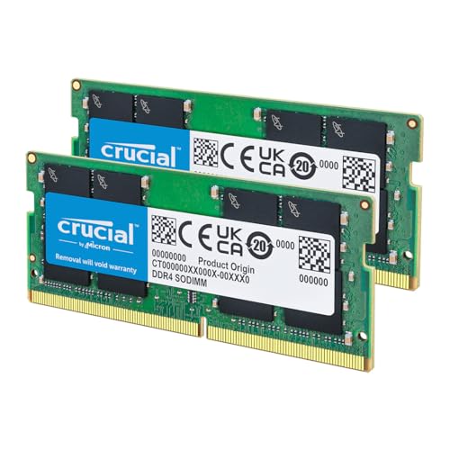 Crucial DDR4 RAM 64GB Kit (2x32GB) 3200MHz SODIMM CL22, Arbeitsspeicher für Laptop/Notebook, Mini PC (auch 2933MHz / 2666MHz) - CT2K32G4SFD832A von Crucial