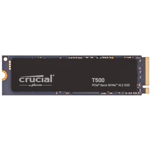 Crucial T500 SSD 500GB PCIe Gen4 NVMe M.2 Interne SSD, bis 7200MB/s, kompatibel mit Laptop und Desktop, Microsoft DirectStorage - CT500T500SSD8 von Crucial