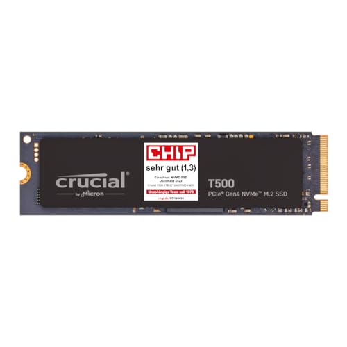 Crucial T500 SSD 500GB PCIe Gen4 NVMe M.2 Interne SSD, bis 7200MB/s, kompatibel mit Laptop und Desktop, Microsoft DirectStorage - CT500T500SSD8 von Crucial