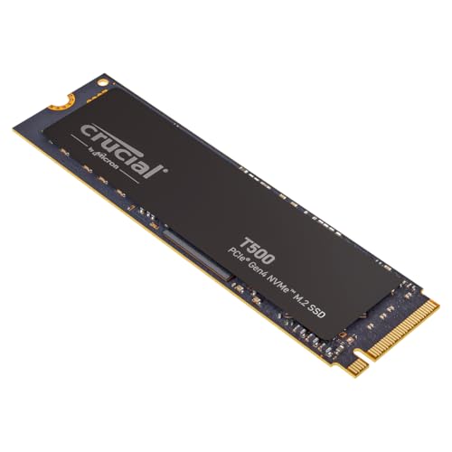 Crucial T500 SSD 500GB PCIe Gen4 NVMe M.2 Interne SSD, bis 7200MB/s, kompatibel mit Laptop und Desktop, Microsoft DirectStorage - CT500T500SSD8 von Crucial