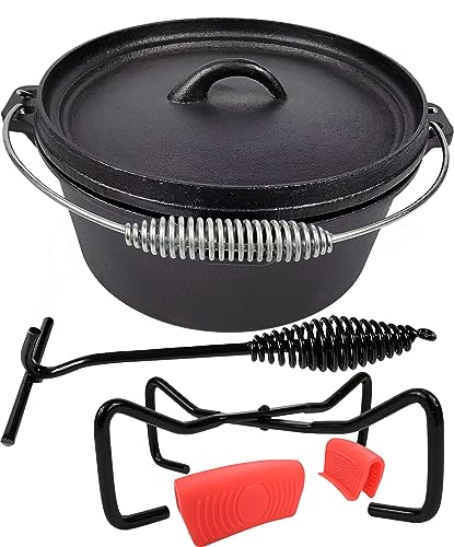 Cast Iron Camp Dutch Oven - Holländischer Ofen aus Gusseisen, 3.9 L, einschließlich Deckelheber von Crucible Cookware