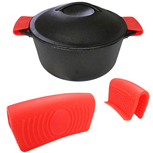 Crucible Cookware Silikon-Heißgriffhalter (2er-Pack) für Woks aus Hilfsgriff, Ofenschalen, Teller - Topflappen – Rot von Crucible Cookware