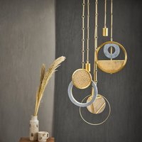 Pendelleuchte Harmony Beton, Messing Und Rattan Pendelleuchte Harmony Beton, Messing Und Rattan von CrudoLightingDesigns