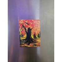 Orange Herbst Baum Magnet, Herbstlaub Wechseln Kunst, Bunte Bäume Natur Kühlschrankmagnet, Bob Ross Stil Kunstwerk, Halloween-Dekor von CrumksCreations