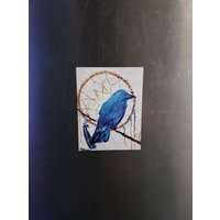 Rabe Mit Traumfänger Magnet, Kunst, Boho Hippie Cooler Einzigartiger Spind Oder Kühlschrank Magnet von CrumksCreations