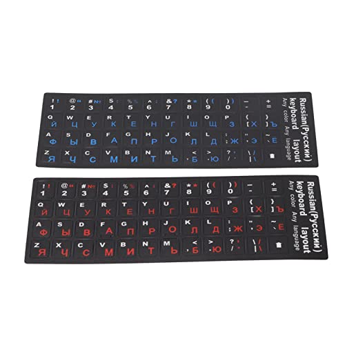 Cryfokt 2 Stück Russische Tastaturaufkleber, Einzigartige Beschichtung, Kyrillischer Tastatur-Buchstaben-Ersatzaufkleber, Wasserdichter, Staubdichter Kyrillischer (1 blau 1 rot) von Cryfokt
