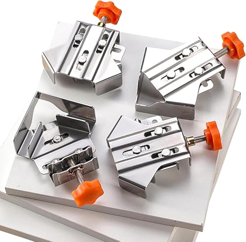 Cryfokt 4pcs Edelstahl -Hochleistungs -Eckklemmen, Vielseitige Klemme 90 Grad Verstellbarer Rechtwinkliger Klemme, Eckklemme für Holz, Metallrohr, Stahlstab und Glas von Cryfokt