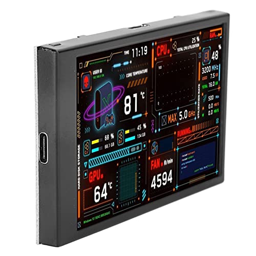 Cryfokt Computer-Temperaturmonitor, 3,5-Zoll-IPS-Display mit Zwei USB-Anschlüssen, Echtzeit-CPU-Datenmonitor mit Visuellem Themeneditor, Plug-and-Play-PC-Sensorpanel-Display von Cryfokt