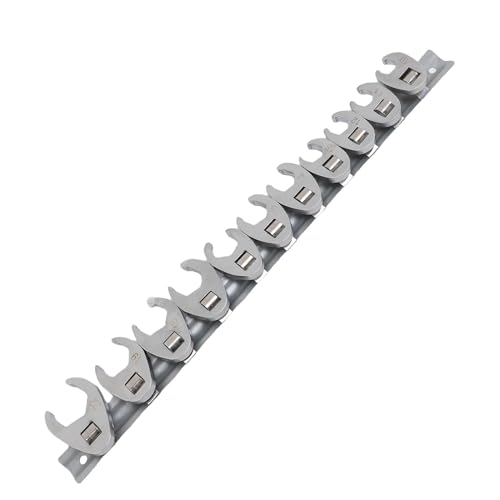 Cryfokt Crows Fußschlüsselset mit Clamp/Holder auf Organizer, Metrischer Crowfoot -Schraubenschlüssel für Enge Räume, Schwer zu Erreichen Bereiche (Stil 2) von Cryfokt