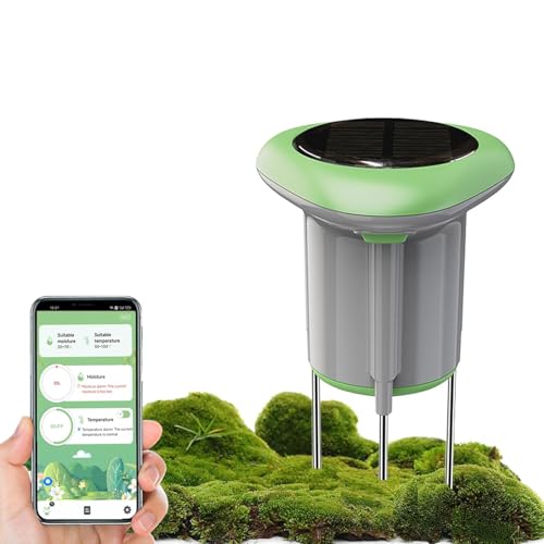 Cryfokt Effizienter Solarbodenfeuchtigkeit und Temperatursensor für 3.0, Drahtloser IP66 Wassersicherer Anlagenmonitor für Garten, Stabile Langstreckenübertragung, Echtzeit von Cryfokt
