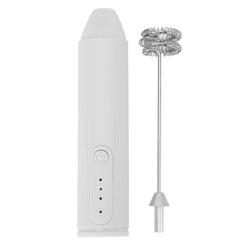 Cryfokt Handheld -Getränkemixer, Hocheffizienzmilchfrother Wiederaufladbarer Bauchmuskeln Edelstahl Zum Rühren von Milchshake (WHITE) von Cryfokt