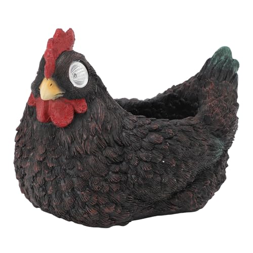 Cryfokt Hen Sukkulenter Topf, Solarleuchte Hen -Topf -Harz Polykristalline Silizium Solarpanel für Outdoor (BLACK) von Cryfokt