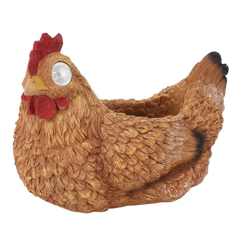 Cryfokt Hen Sukkulenter Topf, Solarleuchte Hen -Topf -Harz Polykristalline Silizium Solarpanel für Outdoor (BROWN) von Cryfokt