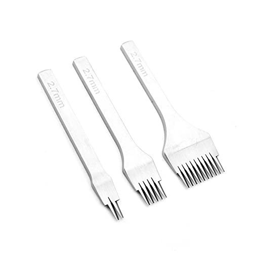 Cryfokt Lederhandwerkswerkzeuge für Lederhandwerk, Weißer Stahl 2 5 10 Punch -Stecker -Werkzeug -Set, 2,7 Mm 3,0 Mm 3,38 Mm 3,85 Mm Optional, Schnürstischmeißel Set, Loch -Punch (Abstand 2,7 mm) von Cryfokt