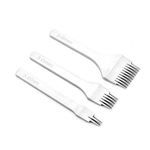 Cryfokt Lederhandwerkswerkzeuge für Lederhandwerk, Weißer Stahl 2 5 10 Punch -Stecker -Werkzeug -Set, 2,7 Mm 3,0 Mm 3,38 Mm 3,85 Mm Optional, Schnürstischmeißel Set, Loch -Punch (Abstand 3,0 mm) von Cryfokt