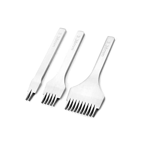 Cryfokt Lederhandwerkswerkzeuge für Lederhandwerk, Weißer Stahl 2 5 10 Punch -Stecker -Werkzeug -Set, 2,7 Mm 3,0 Mm 3,38 Mm 3,85 Mm Optional, Schnürstischmeißel Set, Loch -Punch (Abstand 3,38 mm) von Cryfokt