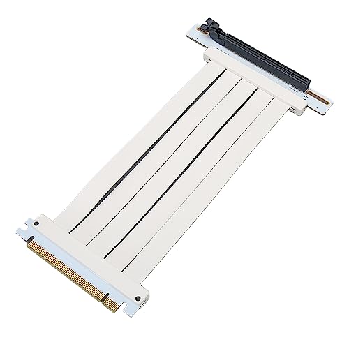 Cryfokt PCIe 4.0 X16 Riser-Kabel, High-Speed-Erweiterungs-GPU-Erweiterungskarte, 90-Grad-Buchse, Vertikale Montage, Riser-Kabel für Gaming-PC, weiß, 20 cm von Cryfokt
