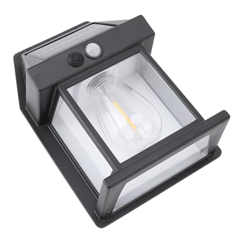Cryfokt Solarsensor-Bewegungs-Wandleuchte, Automatischer Schalter, Wetterfest, Kabellos, 1800 MAh, 3-fach Verstellbare Solar-Wandleuchte für Veranda (BLACK) von Cryfokt