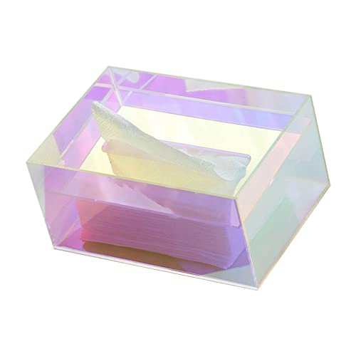 Cryfokt Transparenter, Schillernder Taschentuchbox-Halter aus Acryl mit Großem Fassungsvermögen, Design mit Sinkender Abdeckung, Rechteckiger Form, Sanfte Entnahme für den Waschraum von Cryfokt